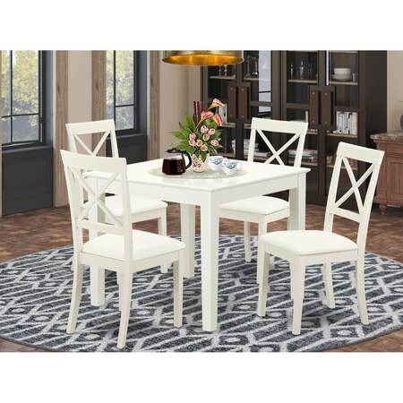 East West Furniture 5 Piece Oxford Dinette Table Set - Linen White OXBO5-LWH-LC